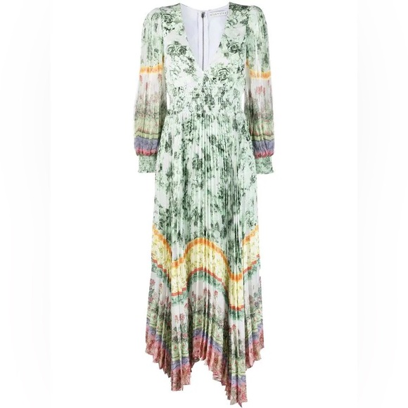 ALICE + OLIVIA | Sion Sunburst Pleated Maxi Dress NWT size 8 - Picture 2 of 7